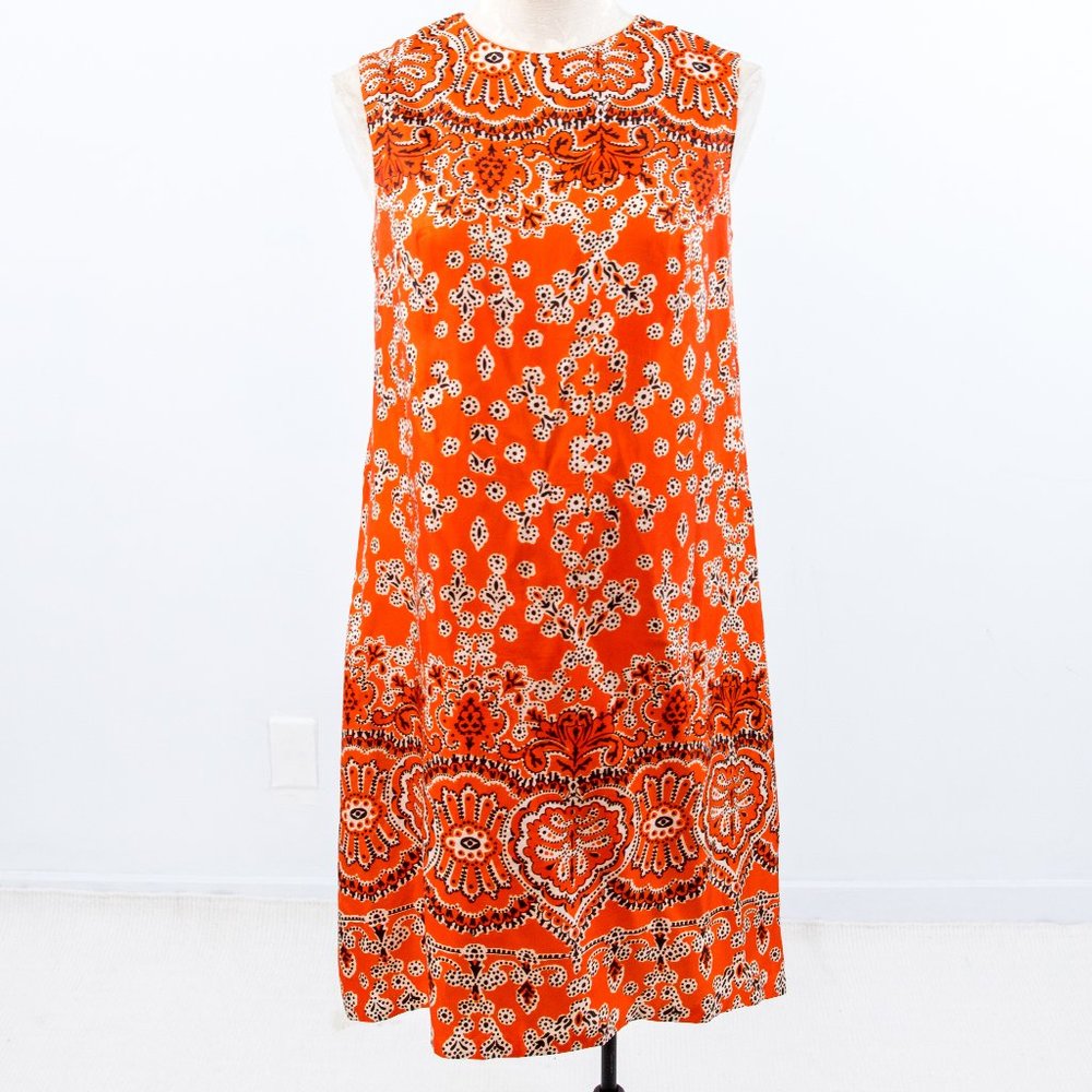 Vintage 60s M Boho Bandana Print Sheath Mini Dress Red July 4th